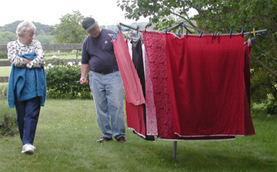 drying red fat quarters